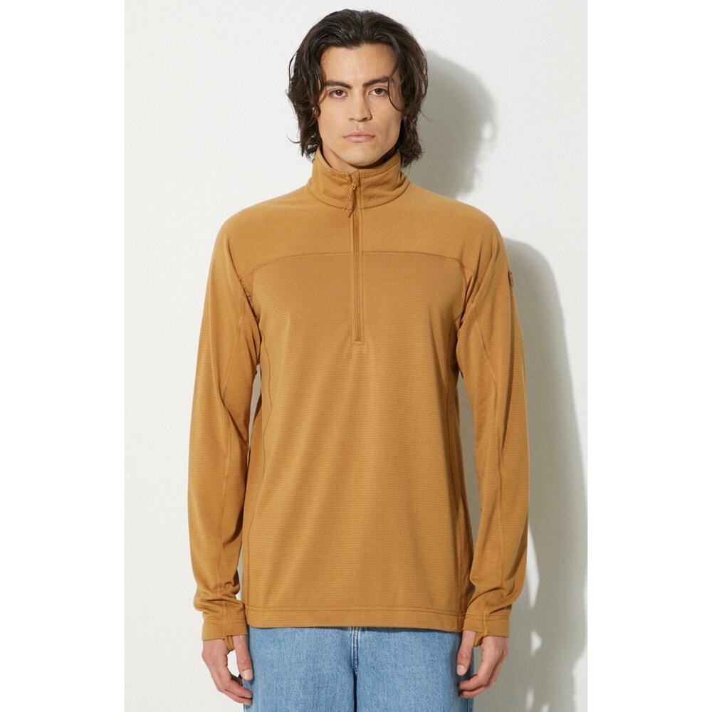 Fjallraven Men’s Abisko Lite Fleece Half Zip Jacket Yellow Tan Large Lightweight